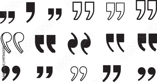Set of quote mark icons isolated on white background.Quotation marks.Black quotes icon collection
