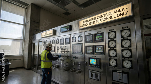 Professional Nuclear Power Plant Operator Adjusting Controls in Reactor Main Control Room