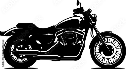 Silhouette of a powerful motorcycle, symbol of freedom and adventure on the open road