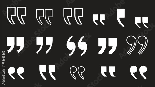 Set of quote mark icons isolated on white background.Quotation marks.Black quotes icon collection