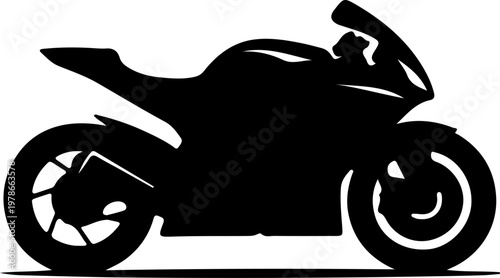 Black Silhouette of a Sportbike Motorcycle on a White Background