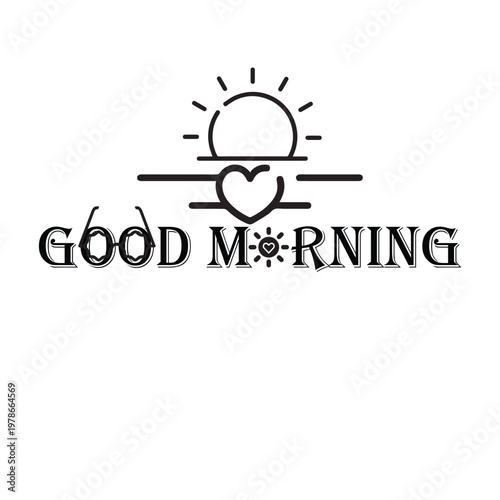 Elegant Good Morning Typography with Floral Decoration on Light Background