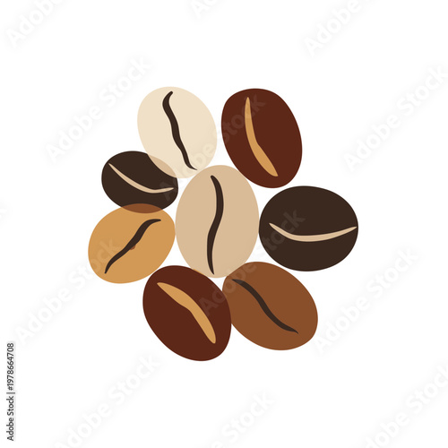Assorted Coffee Beans in Various Roasts Isolated
