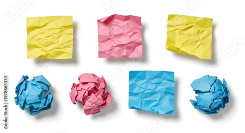 Crumpled Colorful Sticky Note Collection