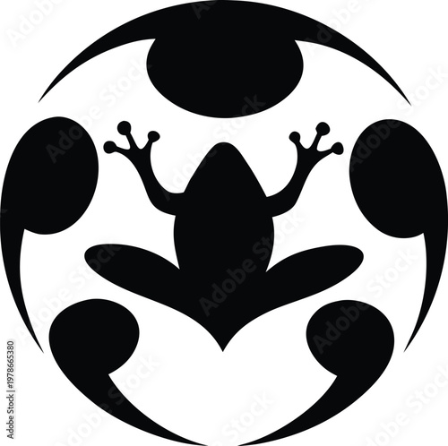 Frog sitting in circle with legs stretched out vector illustration