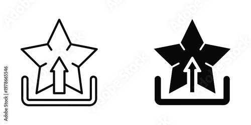 Contrast between a simple and a bold upward trending star icon design