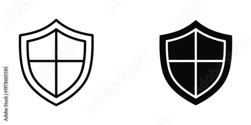 Contrast between a white and black heraldic shield with cross motifs