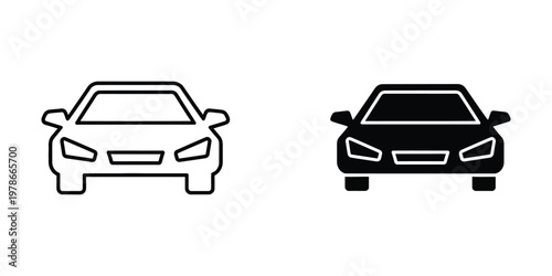 Comparison of two different car silhouettes in black and white line art