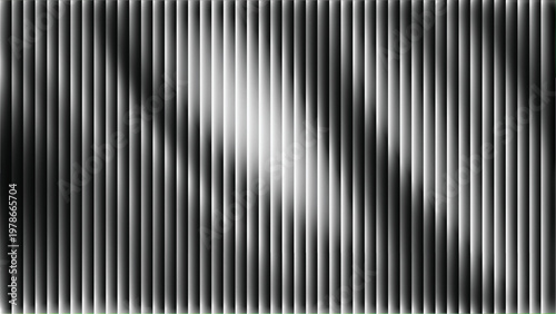 Reeded glass with black and white gradient. Ribbed glass background with refraction effect. Abstract vector background