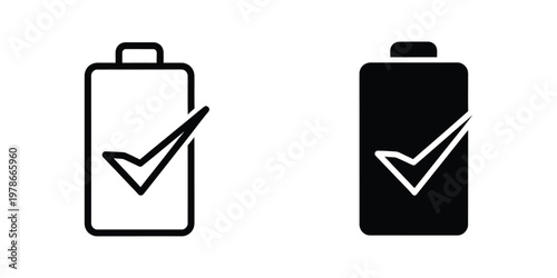 Two battery icons indicating fully charged status with different styles