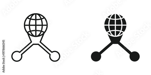 Contrast between a light and dark design of a global network connection icon