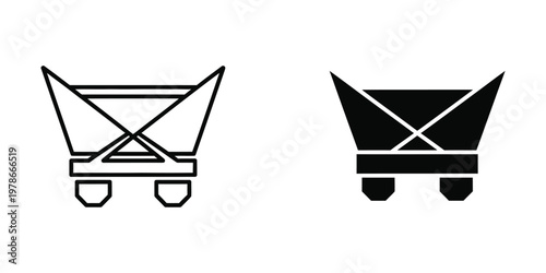 Comparison of empty and loaded wheelbarrow illustrations with cross supports