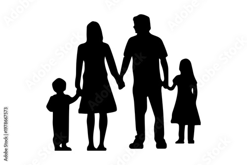 Mother Father and Child Love Concept Silhouette.