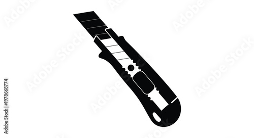 Black utility knife illustration against a white background a striking silhouette