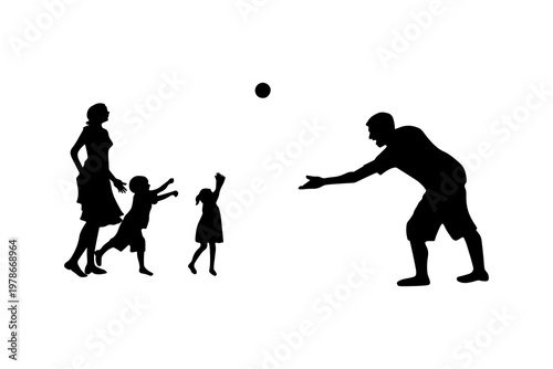 Happy Family Parents Lifting Baby Silhouette Illustration.