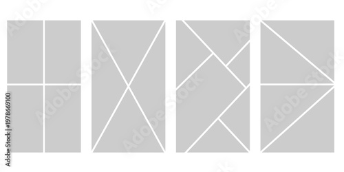 Set of comic 4 frame photo collage layout