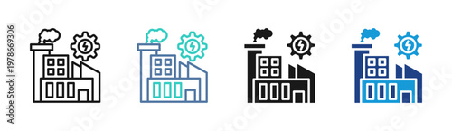 Energy Plant icon set multiple style collection