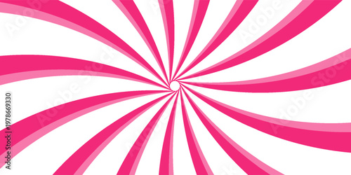 Pink white cream candy vector swirl. Candy color 3d sunburst background for summer poster, banner, christmas greeting or invitation card. Sweet rotating. Vector illustration
