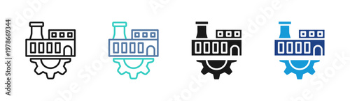 Factory Process  icon set multiple style collection