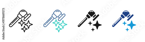 Metal Polishing icon set multiple style collection