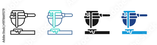 Metal Melting icon set multiple style collection