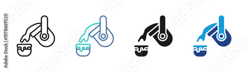 Pouring Metal icon set multiple style collection