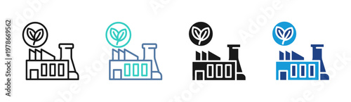 Eco Factory icon set multiple style collection