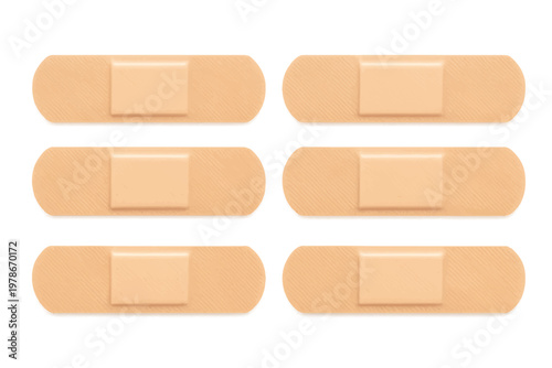 Set of adhesive bandages isolated on white background for medical care and first aid use set of adhesive bandage