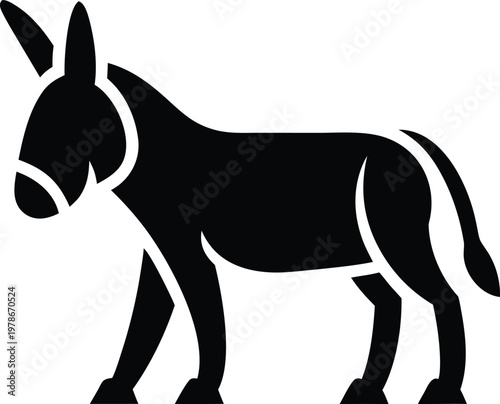Gray donkey standing profile view vector illustration