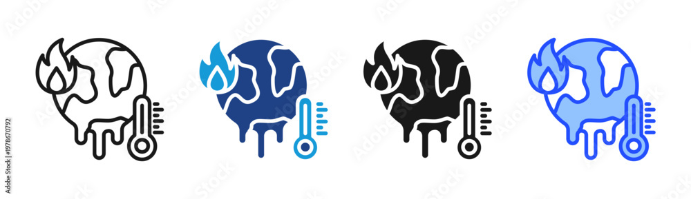Obraz premium Global Warming icon set multiple style collection