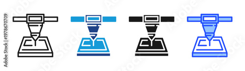 Cnc Machine icon set multiple style collection