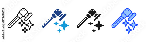 Metal Polishing icon set multiple style collection