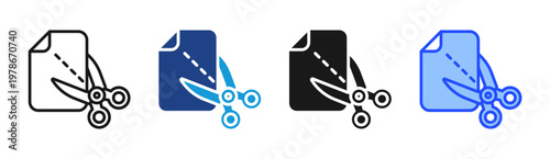 Sheet Cutting icon set multiple style collection