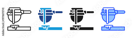 Metal Melting icon set multiple style collection