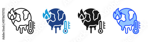 Global Warming icon set multiple style collection