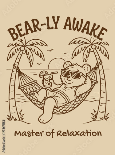 Bear Relaxing in Hammock Wearing Sunglasses.