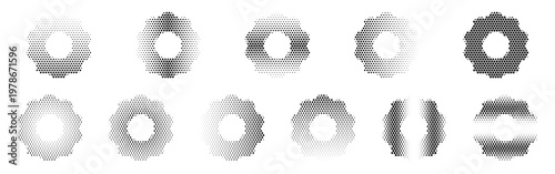 Canvastavla Cog Halftone Icon Collection – Cog Dotted Circles Halftones Geometric Dots Gradi