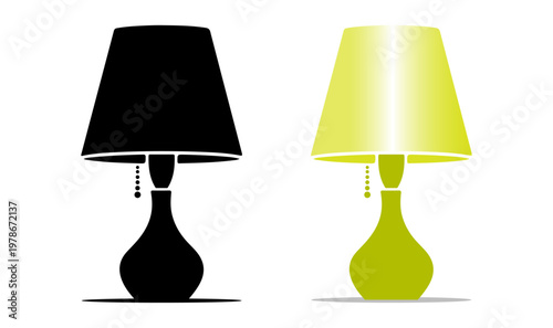 Table lamp silhouettes in modern and classic style vector set, decorative lighting objects isolated on white background.