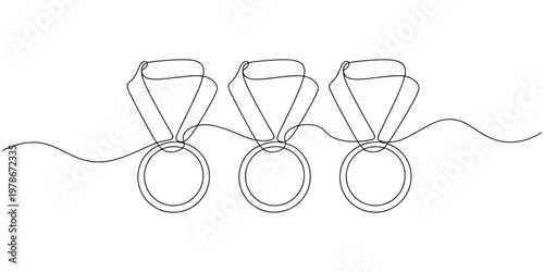 continuous one line drawing Minimalist diamond ring icons, simple line art jewelry, vector illustrations, engagement and wedding symbols