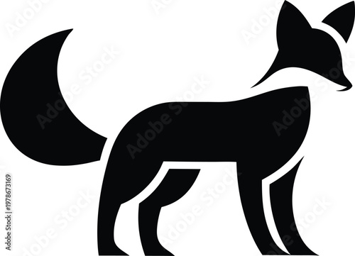 Gray fox silhouette profile view vector illustration