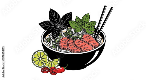 Delicious bowl of spicy noodles with chopsticks.