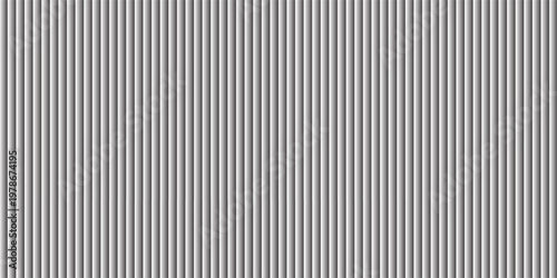 Acrylic satin corrugated glass texture light gray background. Blurred soft ribbed transparent striped door window overlay. Metal silver reeded polycarbonate sheet. Abstract vertical gradient pattern