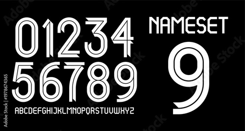 EDITABLE CLASSIC RETRO MODERN GEOMETRIC SHAPE VECTOR NUMBERSET FOR YOUR JERSEY	
