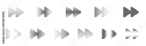 Quadro em tela Fast Forward Halftone Icon Collection – Fast Forward Dotted Circles Halftones Ge