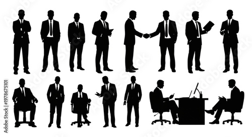 Group of Businesspeople Silhouettes in Formal Attire.