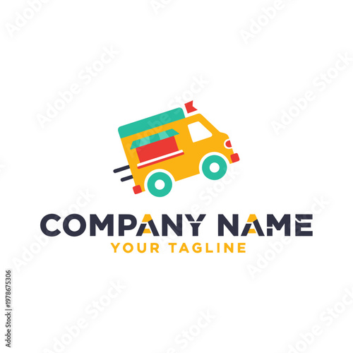 Colorful Food Truck Logo Design with Company Name and Tagline.