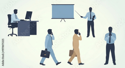 Group of Business Professionals in Office Roles.