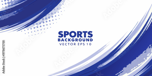 Abstract blue brushstroke background with the word sports displayed prominently