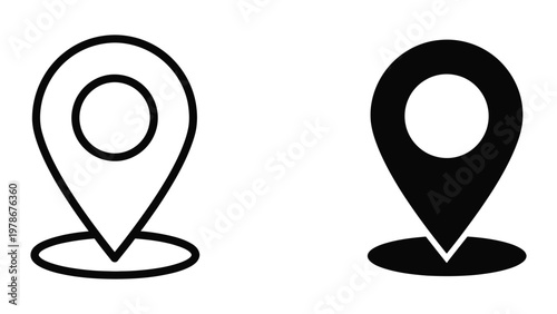 Comparison of filled and unfilled location pinpoint icons on a plain background