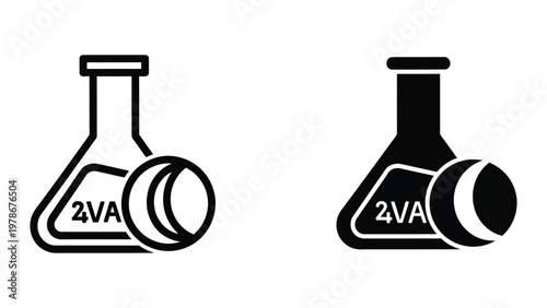 Comparison of two different flask styles labeled with 2va and stoppers